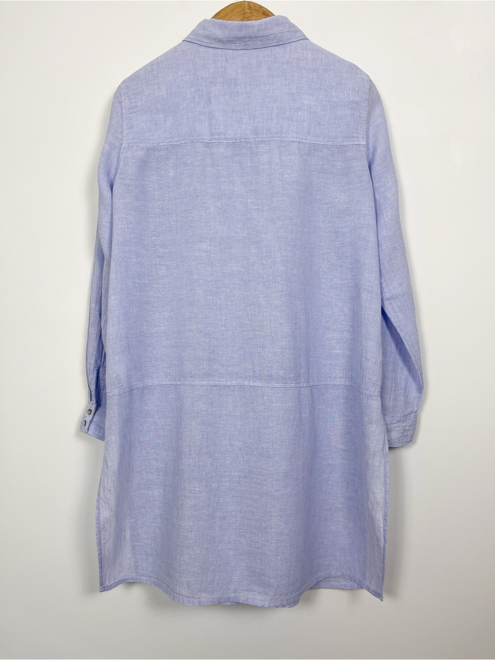 Tahari Women’s Light Blue 100% Linen Buttoned Long Sleeve Shirt Tunic Size Large - Picture 6 of 10